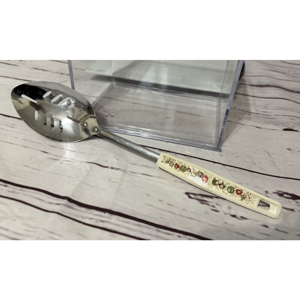 Vtg EKCO Kitchamajig Slotted Spoon MCM Handle 12” Stainless Steel